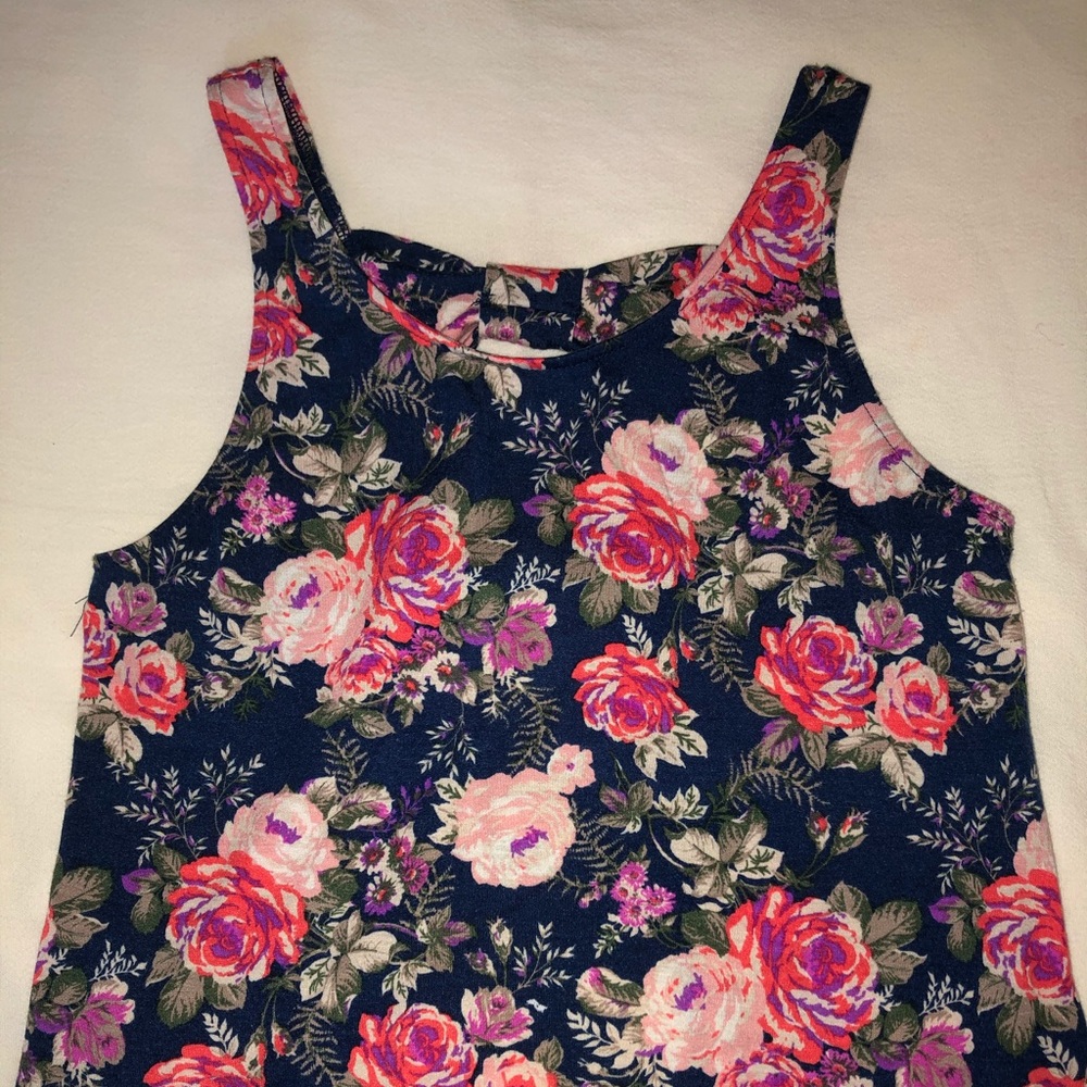Xhiliration floral tank top with bow back